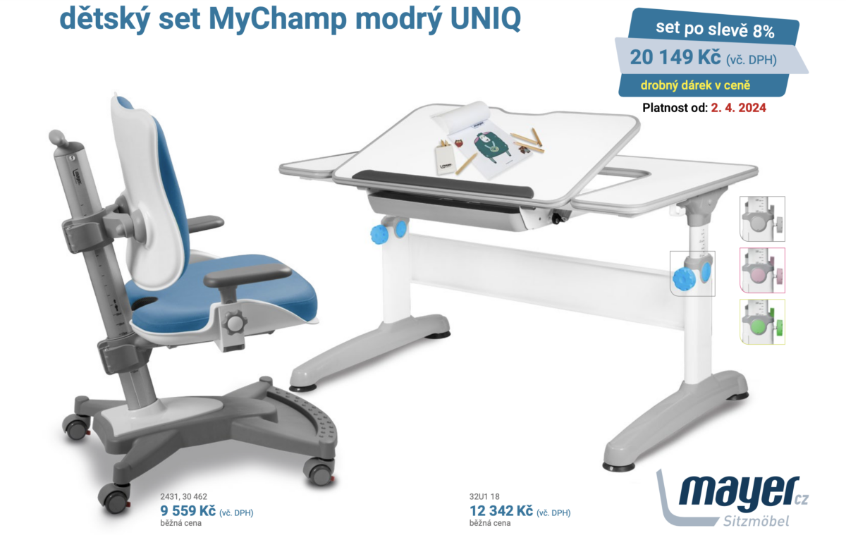 detsky set MyChamp modry UNIQ - Delso - dětský, kancelářský a bytový nábytek